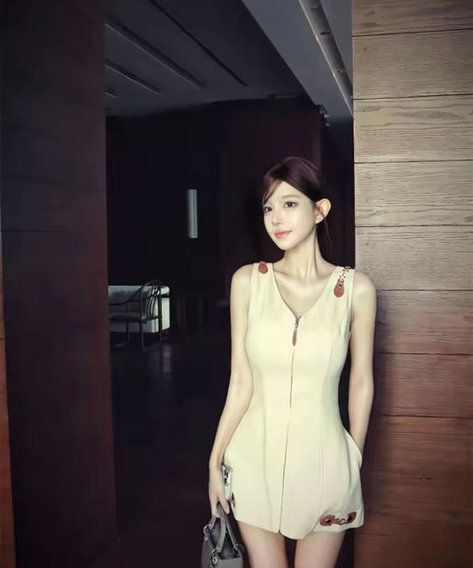 Elegant Zip Mini Dress / エレガントジップミニドレス