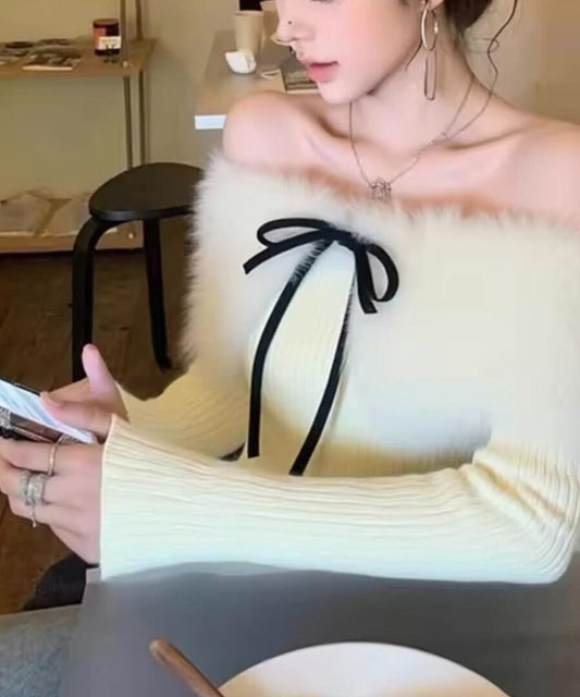 Fur Off-Shoulder Knit / ファーオフショルダーニット
