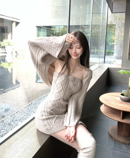 Knit Cardigan＋Strapless Knit OP　