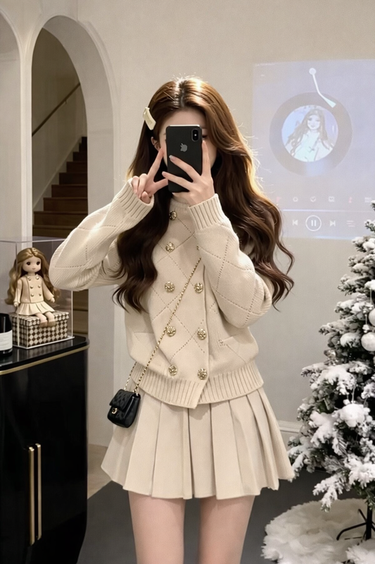 Slim Knit Cardigan+Skirt / スリムニットカーディガン＋スカート