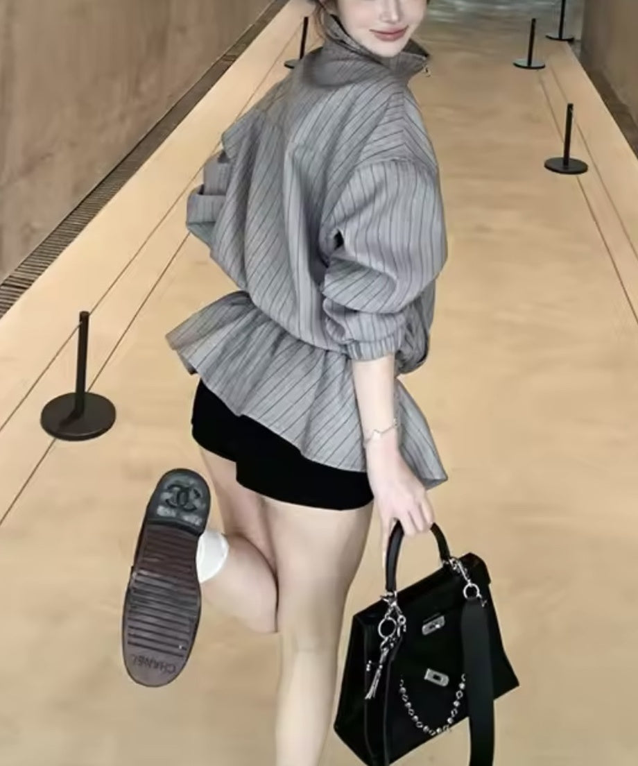 Stripe Blouson Tops / ストライプブルゾントップス