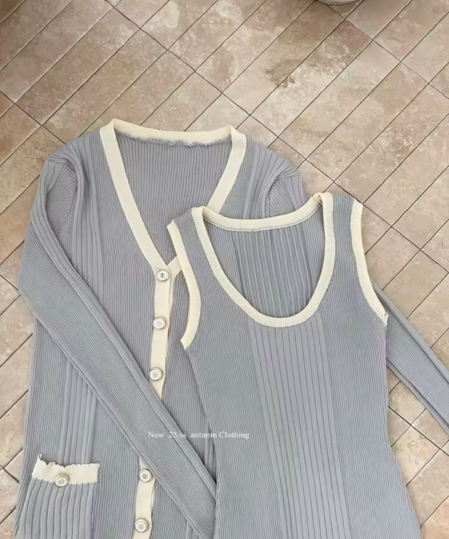 Bicolor Rib Knit Tee＋Setup /バイカラーリブニットTシャツ＋セットアップ