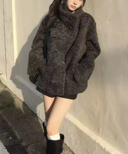 Loose Fur Wool Blend Coat / ルーズファーウールブレンドコート