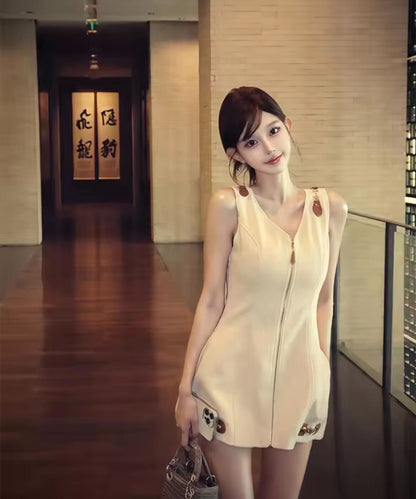 Elegant Zip Mini Dress / エレガントジップミニドレス