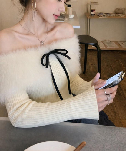 Fur Off-Shoulder Knit / ファーオフショルダーニット