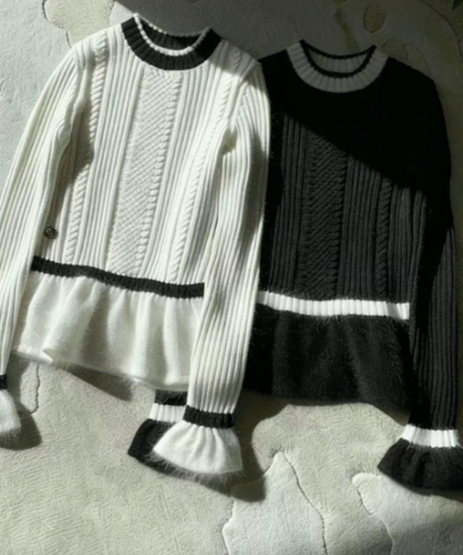 Classic Flare Knit【White/Black】/　クラシックフレアニット