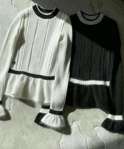 Classic Flare Knit【White/Black】/　クラシックフレアニット