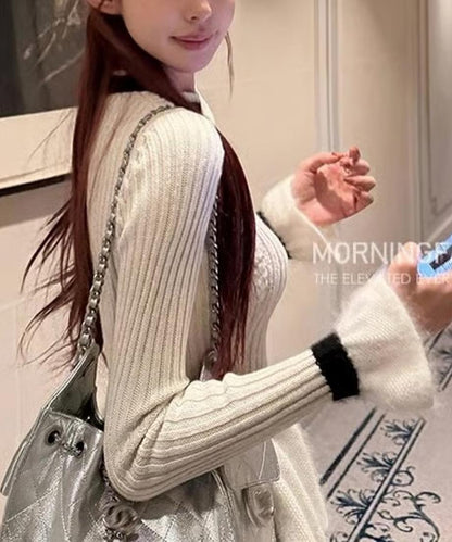 Classic Flare Knit【White/Black】/　クラシックフレアニット