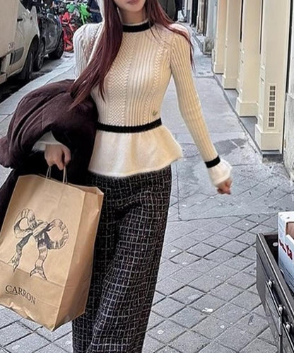 Classic Flare Knit【White/Black】/　クラシックフレアニット
