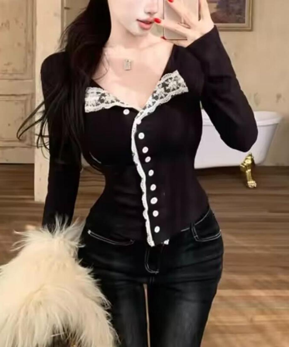 Soft Lace Button Top / ソフトレースボタントップス