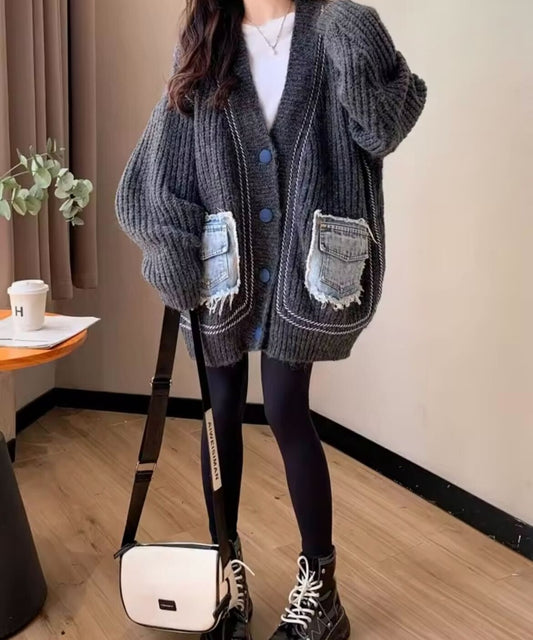 Vintage Denim Pocket Knit Cardigan / ビンテージデニムポケットニットカーディガン