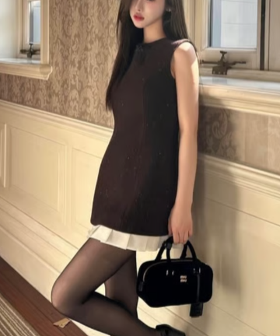 Ribbon Hem Pleated Mini Dress / リボンヘムプリーツミニドレス