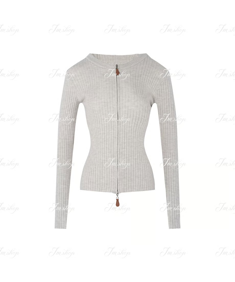 Knit Zipper Setup【Gray、White】/ ニットジッパーセットアップ