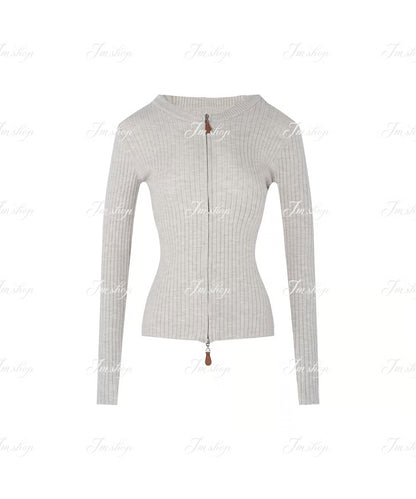 Knit Zipper Setup【Gray、White】/ ニットジッパーセットアップ