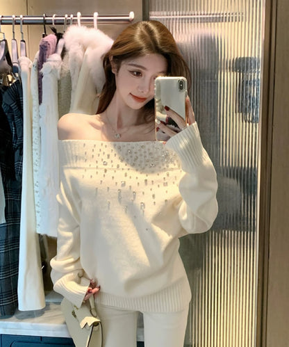 Bijou White Off Shoulder Knit