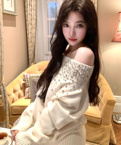 Bijou White Off Shoulder Knit