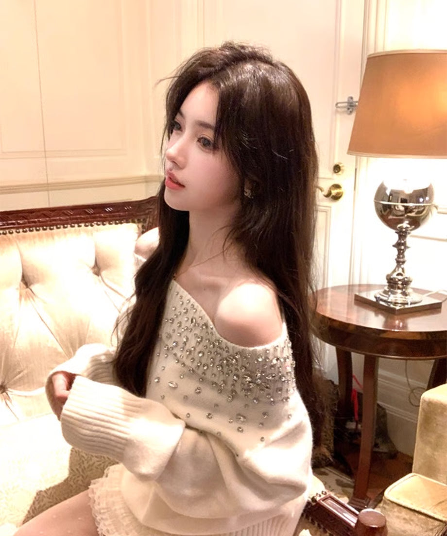 Bijou White Off Shoulder Knit