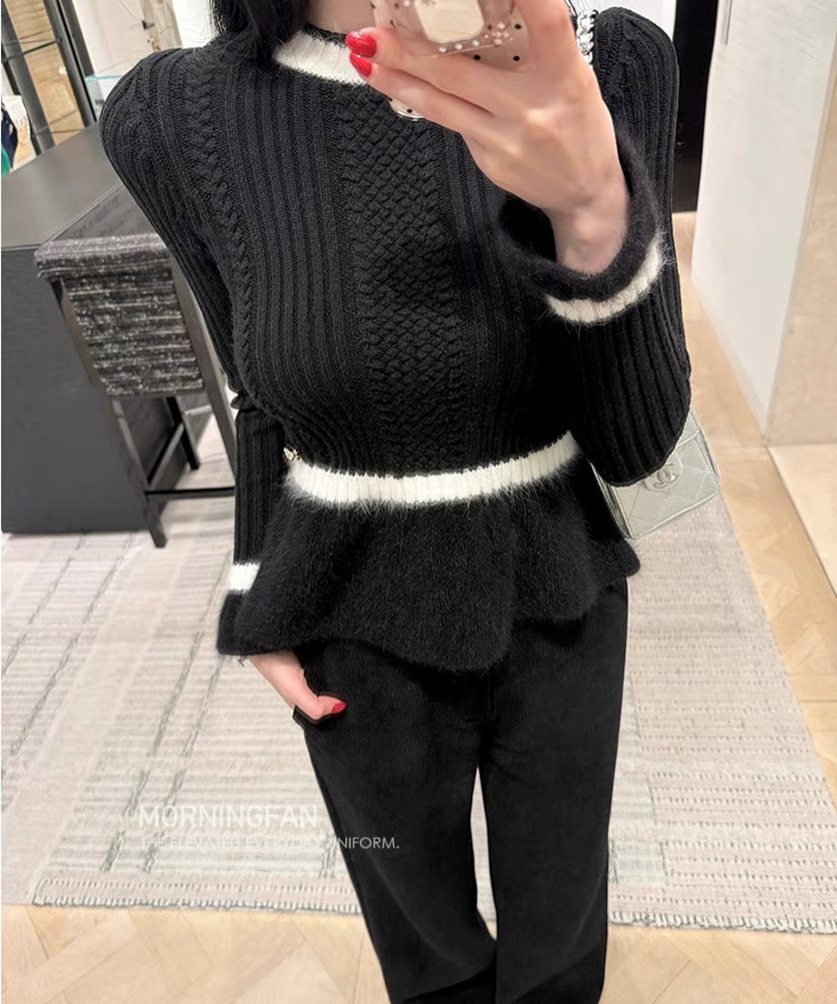 Classic Flare Knit【White/Black】/　クラシックフレアニット