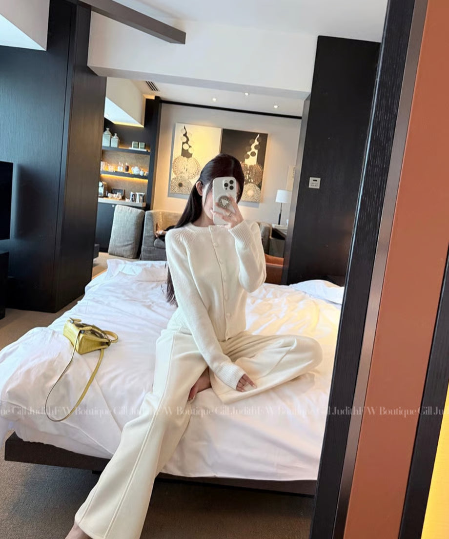 Velvet White Knit Cardigan/　ベルベットホワイトニットカーディガン