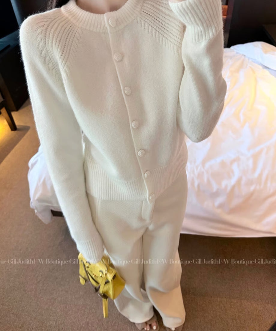 Velvet White Knit Cardigan/　ベルベットホワイトニットカーディガン