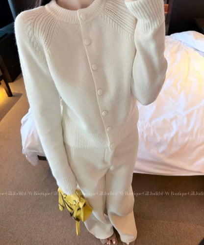 Velvet White Knit Cardigan/　ベルベットホワイトニットカーディガン
