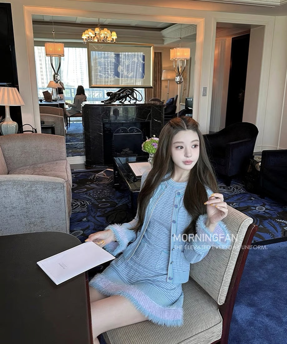 French Lady Knit Onepiece＋Cardigan