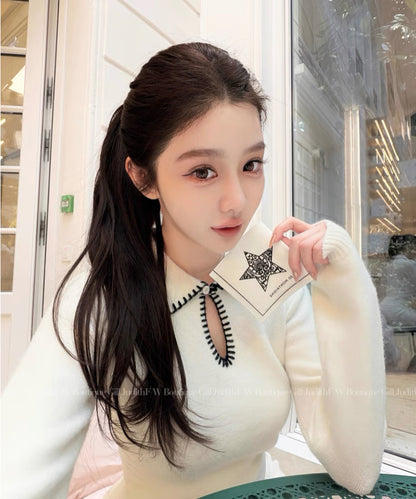 Velvet Stitch Knit Sweater/　ベルベットステッチニットセーター
