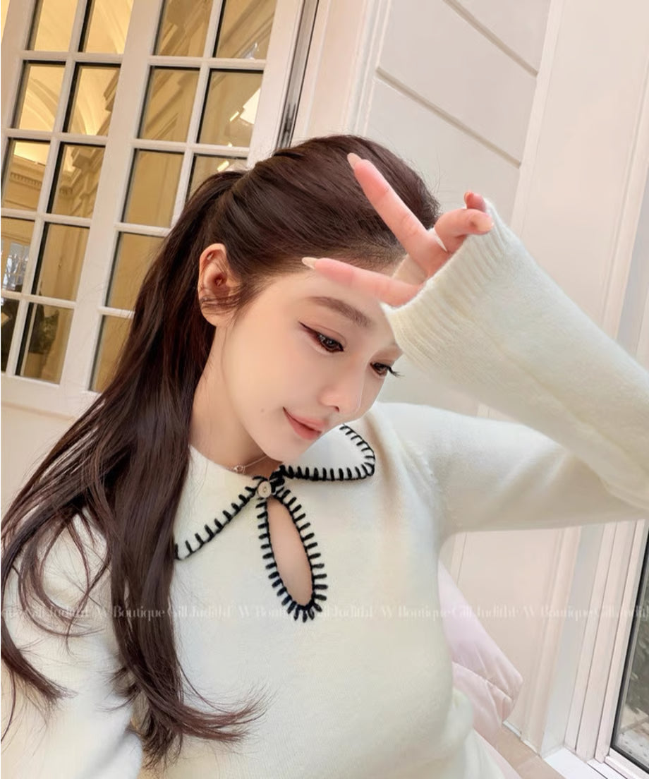 Velvet Stitch Knit Sweater/　ベルベットステッチニットセーター