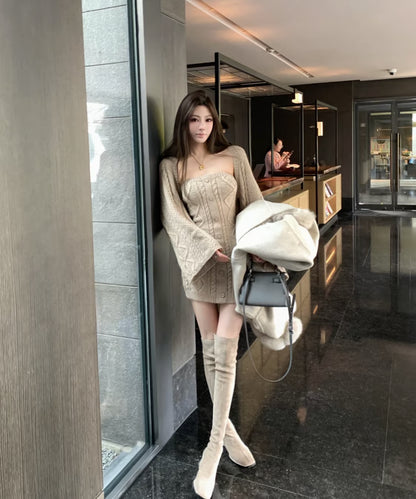 Knit Cardigan＋Strapless Knit OP　