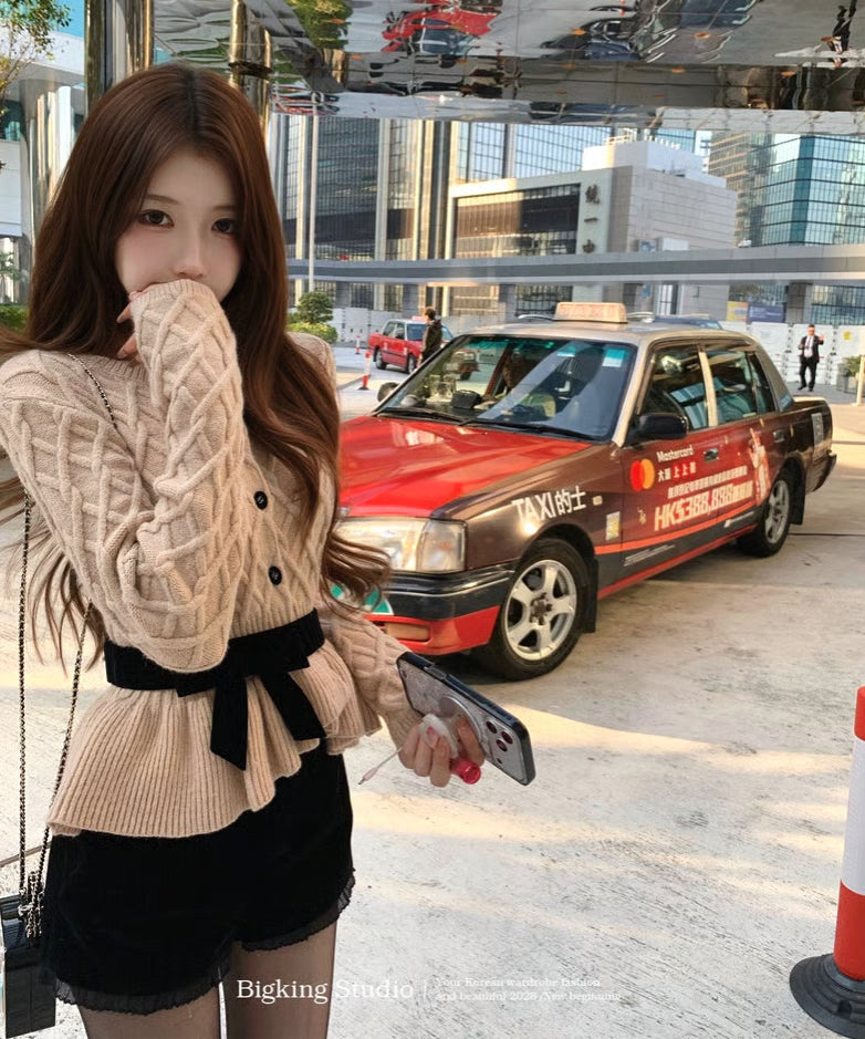 Ribbon Wool Knit Cardigan/リボンウールニットカーディガン