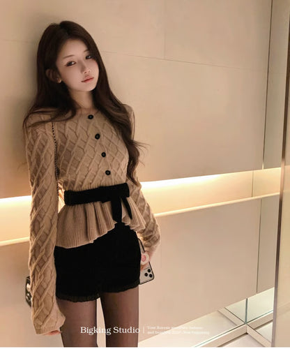 Ribbon Wool Knit Cardigan/リボンウールニットカーディガン