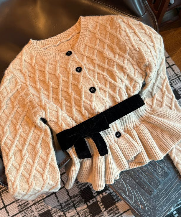 Ribbon Wool Knit Cardigan/リボンウールニットカーディガン